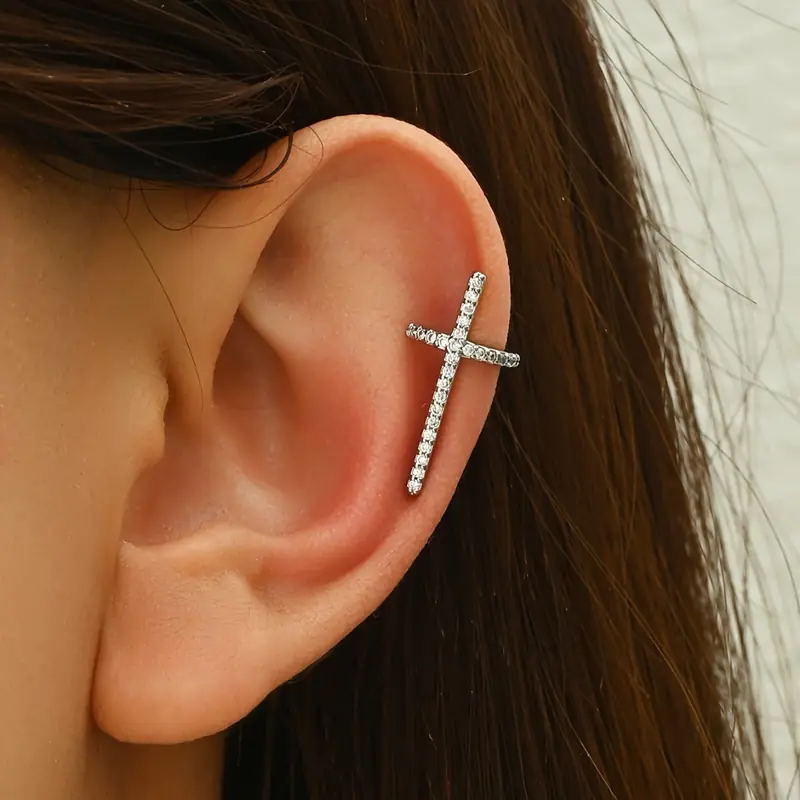 Σκουλαρίκια σταυρός με κυβικό ζιργκόν, φωτογραφία 3